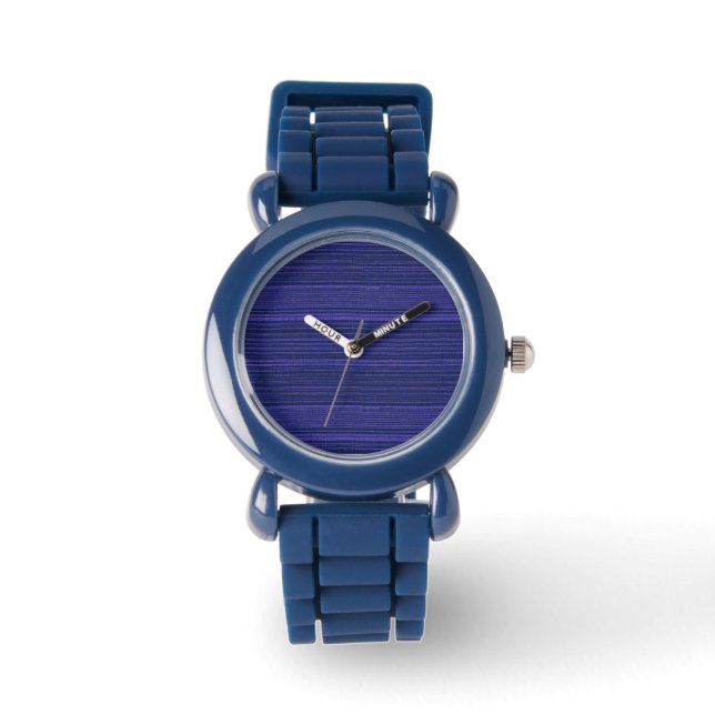 Reloj De Pulsera rayas azules y negras textil (Anverso)