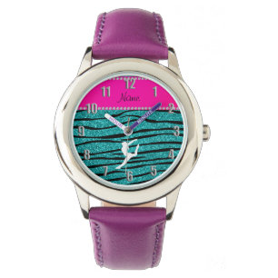 Reloj De Pulsera Rayas conocidas de la cebra del purpurina de la