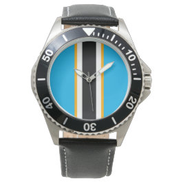 Reloj De Pulsera Rayas de Carreras azul cielo amarillo brillante bl