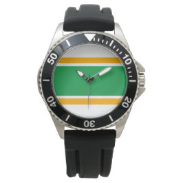 Reloj De Pulsera Rayas de Carreras blanca amarilla verde brillante 