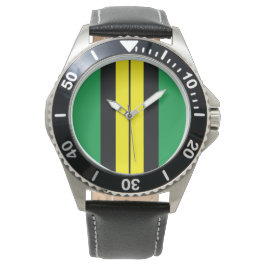 Reloj De Pulsera Rayas de Carreras negra amarilla vertical sobre ve