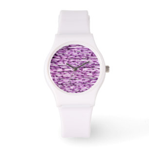 Reloj De Pulsera Rayas de color de agua morado abstracto