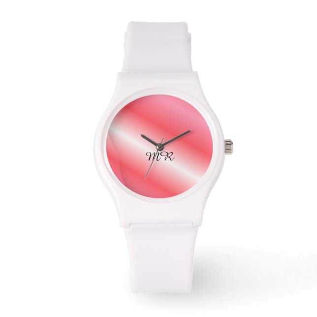 Reloj De Pulsera Rayas de Melón con Iniciales (Anverso)