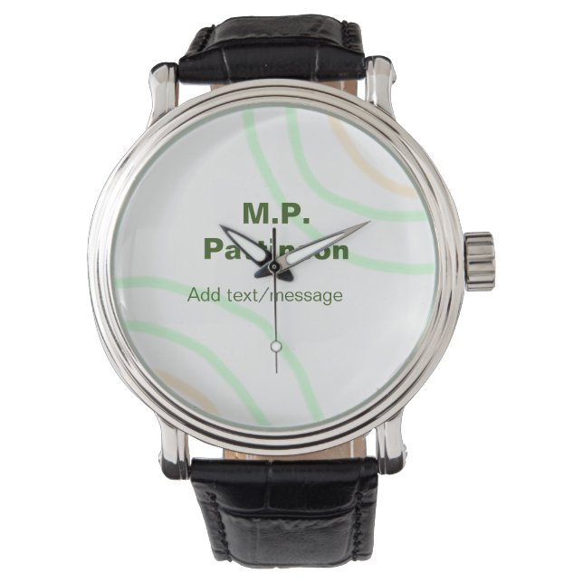 Reloj De Pulsera Rayas de naranja verde agregar mensaje de texto de (Anverso)