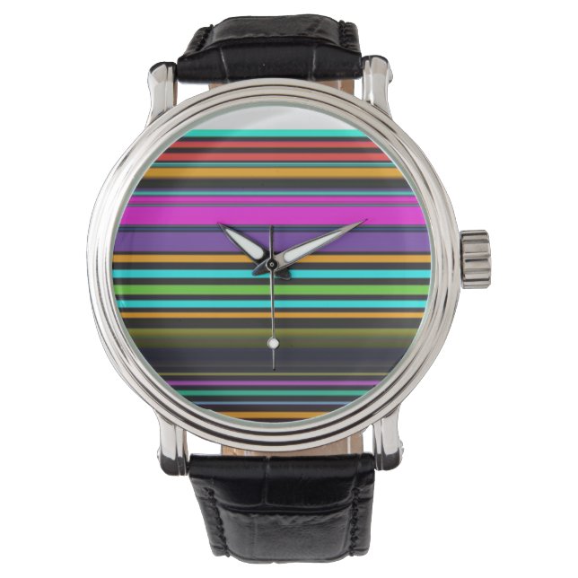 Reloj De Pulsera Rayas de neón de color liso (Anverso)