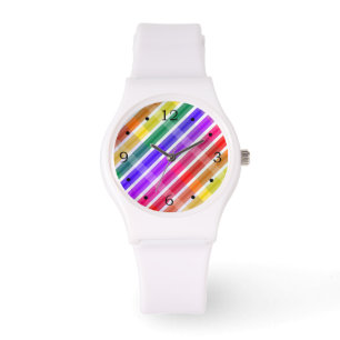 Reloj De Pulsera Rayas de plástico de arcoiris