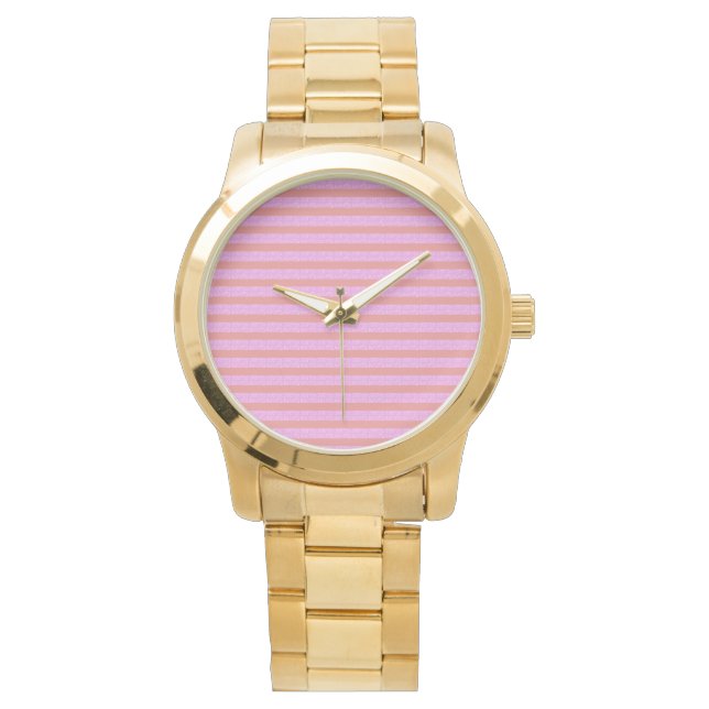 Reloj De Pulsera Rayas geométricas rosadas (Anverso)