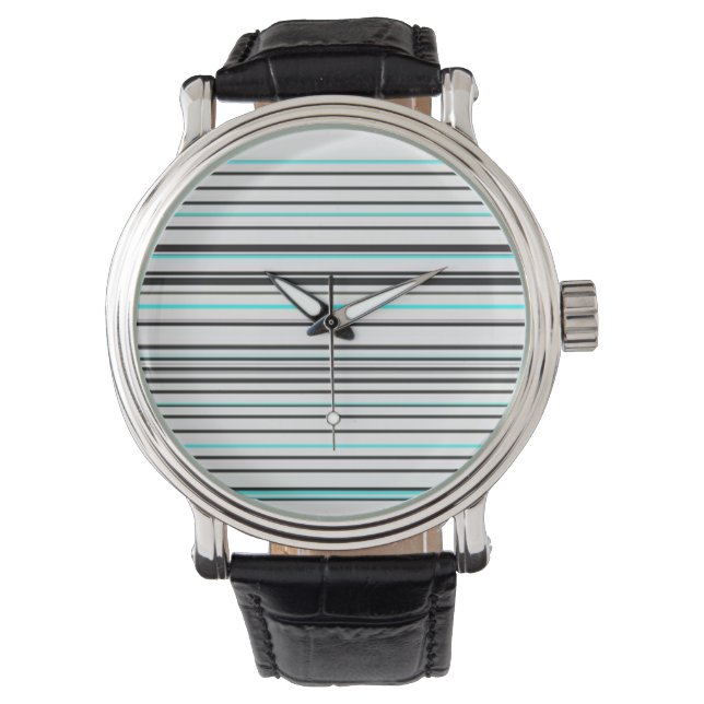 Reloj De Pulsera Rayas grises de aqua lindas (Anverso)