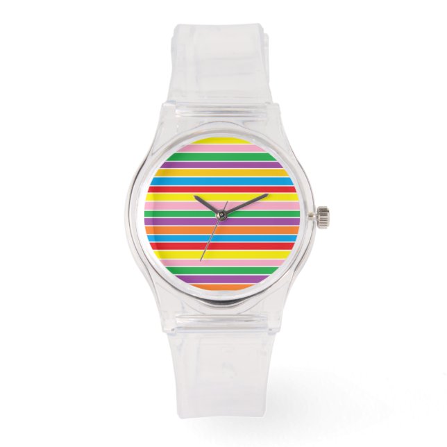 Reloj De Pulsera Rayas Horizontales de Arcoíris (Anverso)