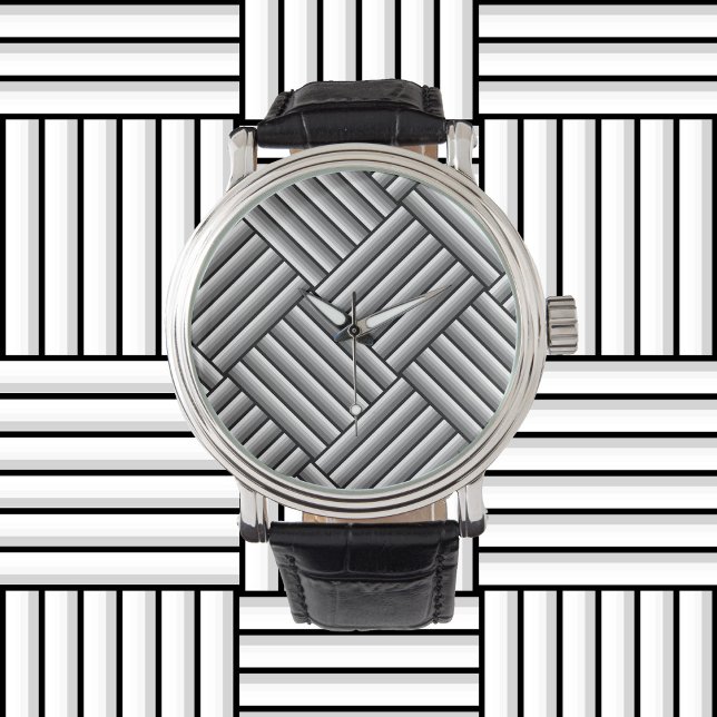 Reloj De Pulsera Rayas modernas en negro, blanco y gris - fresco (Subido por el creador)
