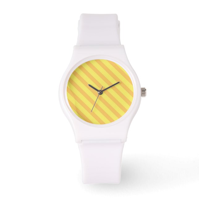 Reloj De Pulsera Rayas naranjas diagonales amarillas (Anverso)