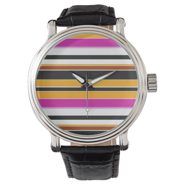 Reloj De Pulsera Rayas naranjas negras lindas (Anverso)