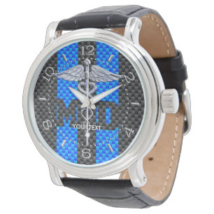 Reloj De Pulsera Rayas personalizadas del carbono del caduceo del