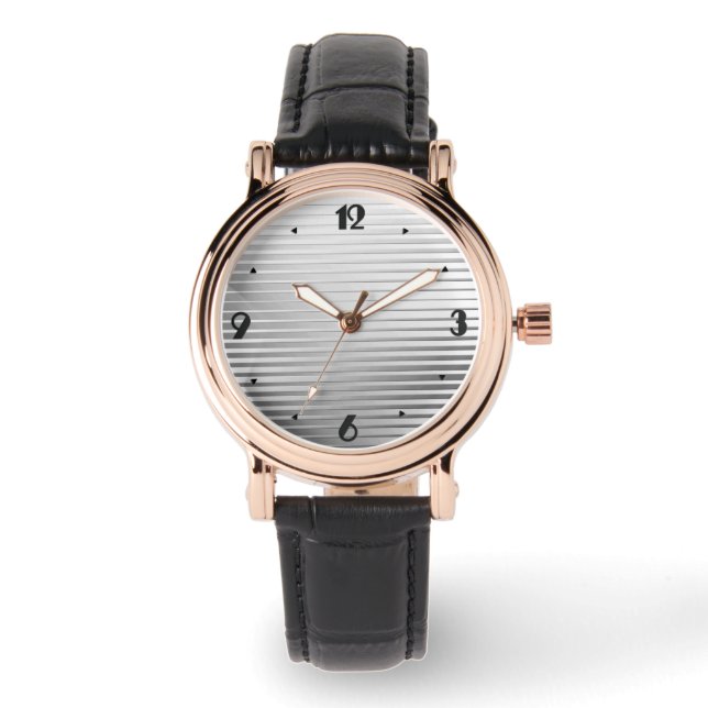 Reloj De Pulsera Rayas satinadas plateadas Art Deco (Anverso)