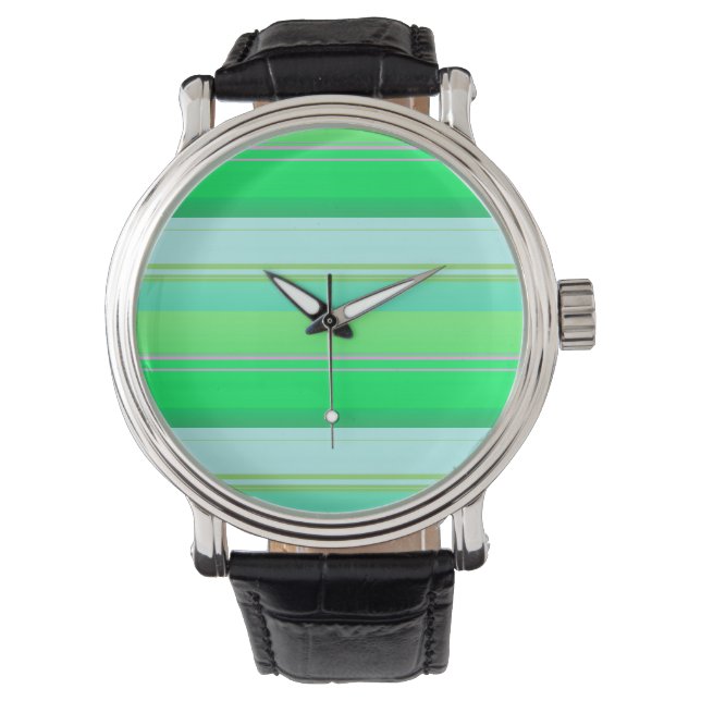 Reloj De Pulsera Rayas verdes aqua lindas (Anverso)