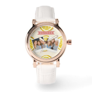 Reloj De Pulsera Rebanada de limón fresca personalizada con patrón