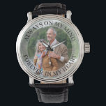 Reloj De Pulsera Recordatorio de siempre en mi mente<br><div class="desc">Reloj de fotos de recuerdo personalizado (o personalizar para lo que quieras). La plantilla está configurada para que agregue su propia foto y también puede editar todo el texto si lo desea. El texto se encuentra sobre un borde semitransparente sobre la foto. El texto de la muestra dice "siempre en...</div>