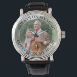 Reloj De Pulsera Recordatorio de siempre en mi mente<br><div class="desc">Reloj de fotos de recuerdo personalizado (o personalizar para lo que quieras). La plantilla está configurada para que agregue su propia foto y también puede editar todo el texto si lo desea. El texto se encuentra sobre un borde semitransparente sobre la foto. El texto de la muestra dice "siempre en...</div>