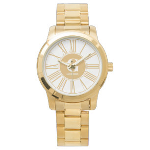 Reloj De Pulsera Recorrido de números romanos Gold Bold Monograma