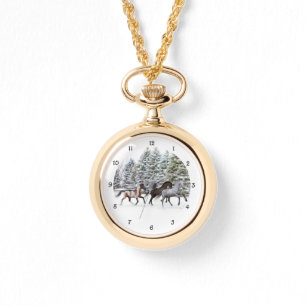Reloj De Pulsera Recorriendo la nieve - Corriendo arte de caballos
