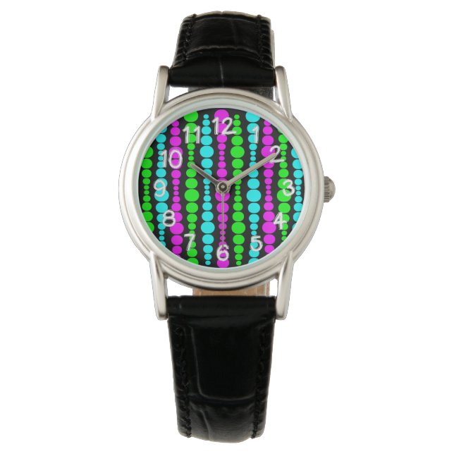 Reloj De Pulsera Rectángulos Neon Modern (Anverso)