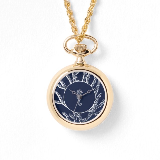 Reloj De Pulsera Recuerdos eternos del mar: azul y blanco (Anverso)