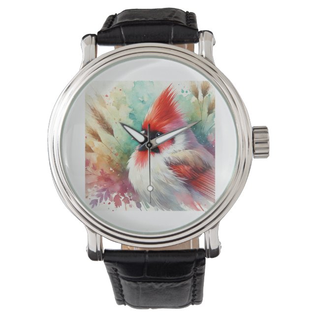 Reloj De Pulsera Red crested cardinal 060824AREF107 - Watercolor (Anverso)
