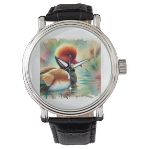 Reloj De Pulsera Red Crested Pochard 010824AREF149 - Watercolor