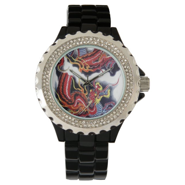 Reloj De Pulsera Red Dragon Japanese Tattoo Design Watch (Anverso)