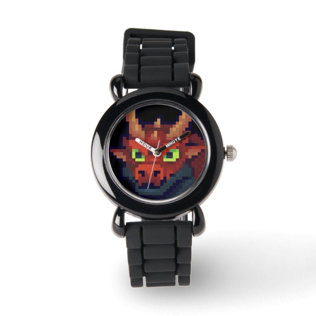 Reloj De Pulsera Red Dragon, Pixel Art.  (Anverso)