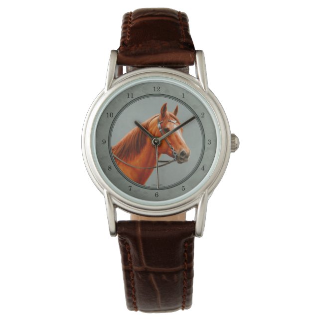 Reloj De Pulsera Red Dun Chestnut Sorrel Western Quarter Horse (Anverso)
