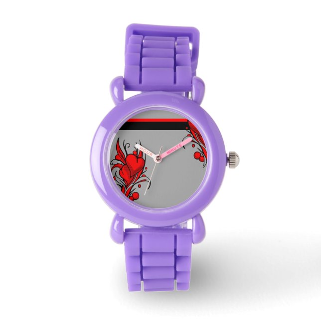 Reloj De Pulsera Red Floral Heart Watts (Anverso)