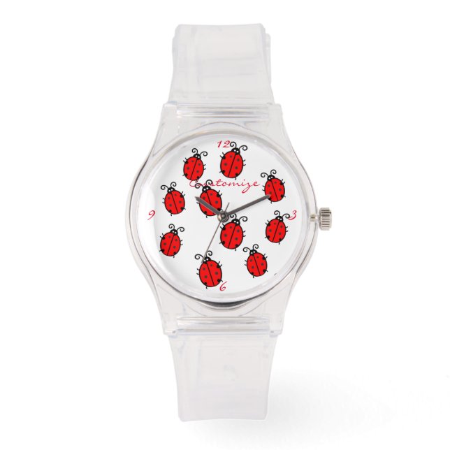 Reloj De Pulsera Red Ladybugs Crawling Thunder_Cove (Anverso)