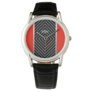 Reloj De Pulsera Red, negro, rayas de plata eWatch