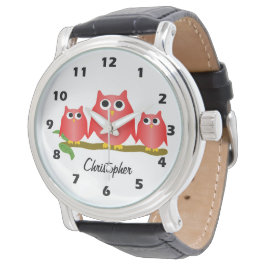 Reloj De Pulsera Red Owls Design Personalised
