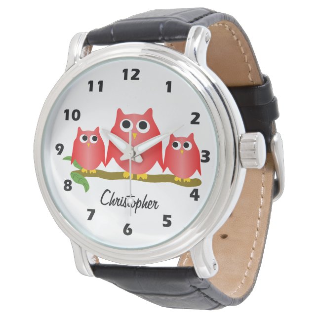 Reloj De Pulsera Red Owls Design Personalised (Angular)
