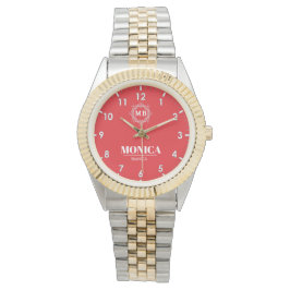 Reloj De Pulsera Red Personalized Custom Monogram Luxury Gift