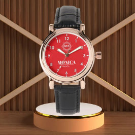 Reloj De Pulsera Red Personalized Custom Monogram Luxury Gift