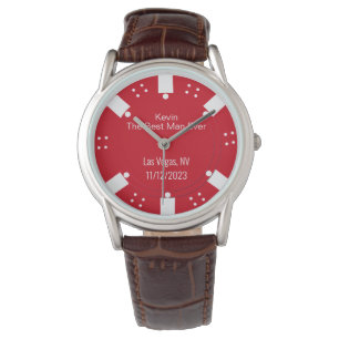 Reloj De Pulsera Red Poker Chip Casino Tema Mejor regalo para hombr