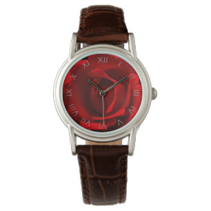 Reloj De Pulsera Red Rose Gray Roman Numbers wacna