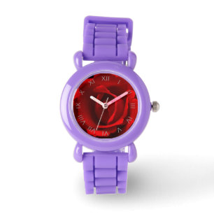 Reloj De Pulsera Red Rose Gray Roman Numbers wacna