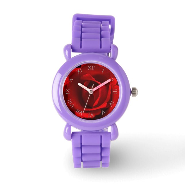 Reloj De Pulsera Red Rose Gray Roman Numbers wacna (Anverso)