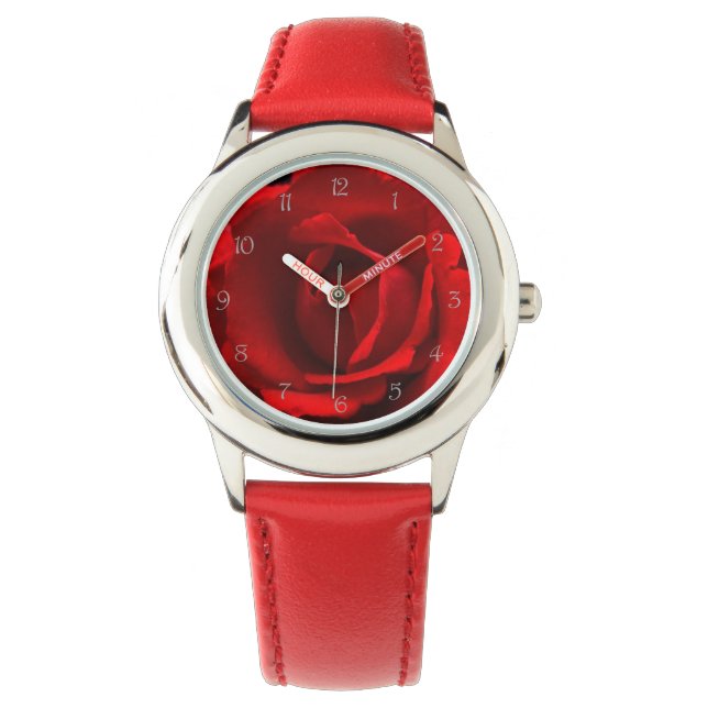 Reloj De Pulsera Red Rose Grey Script Numbers wacna (Anverso)