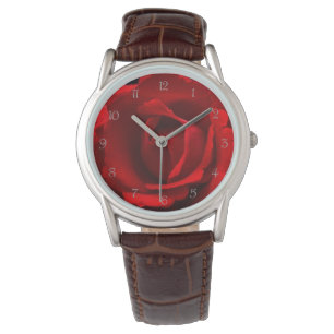 Reloj De Pulsera Red Rose Grey Script Numbers wacna