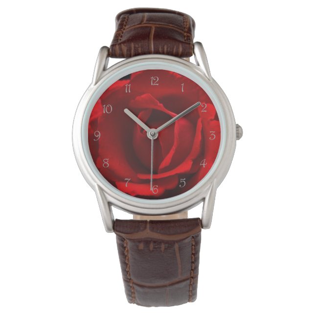 Reloj De Pulsera Red Rose Grey Script Numbers wacna (Anverso)