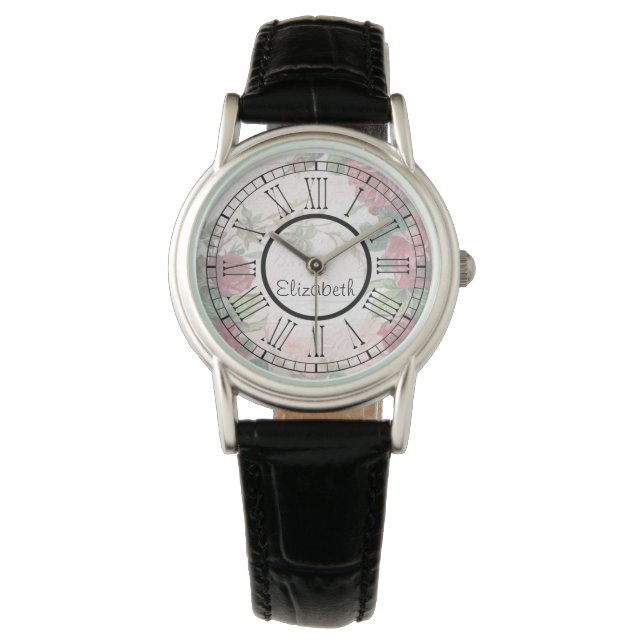 Reloj De Pulsera Red Rose Roman Numeral (Anverso)