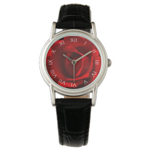 Reloj De Pulsera Red Rose White Roman Numbers wacna