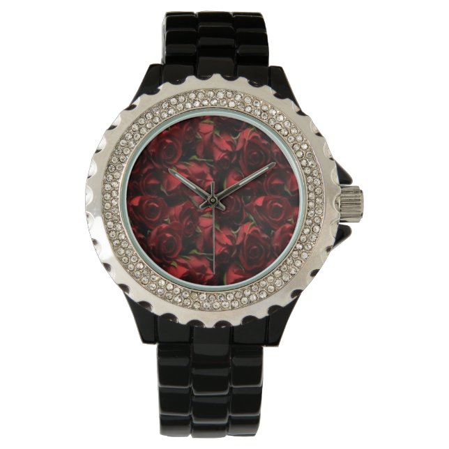 Reloj De Pulsera Red Roses Floral Black Watch (Anverso)
