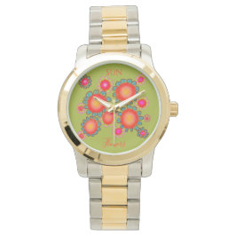 Reloj De Pulsera Red SunFlowers Green Graphic 