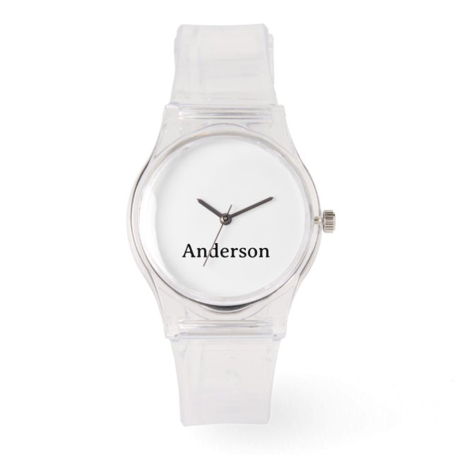 Reloj De Pulsera Reemplazar Texto Correa de Silicona Transparente (Anverso)